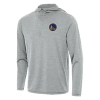 Antigua Heather Golden State Warriors Tidy Quarter-Zip Hoodie