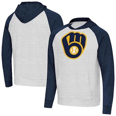 Antigua Heather Gray Milwaukee Brewers Urgent Pullover Hoodie