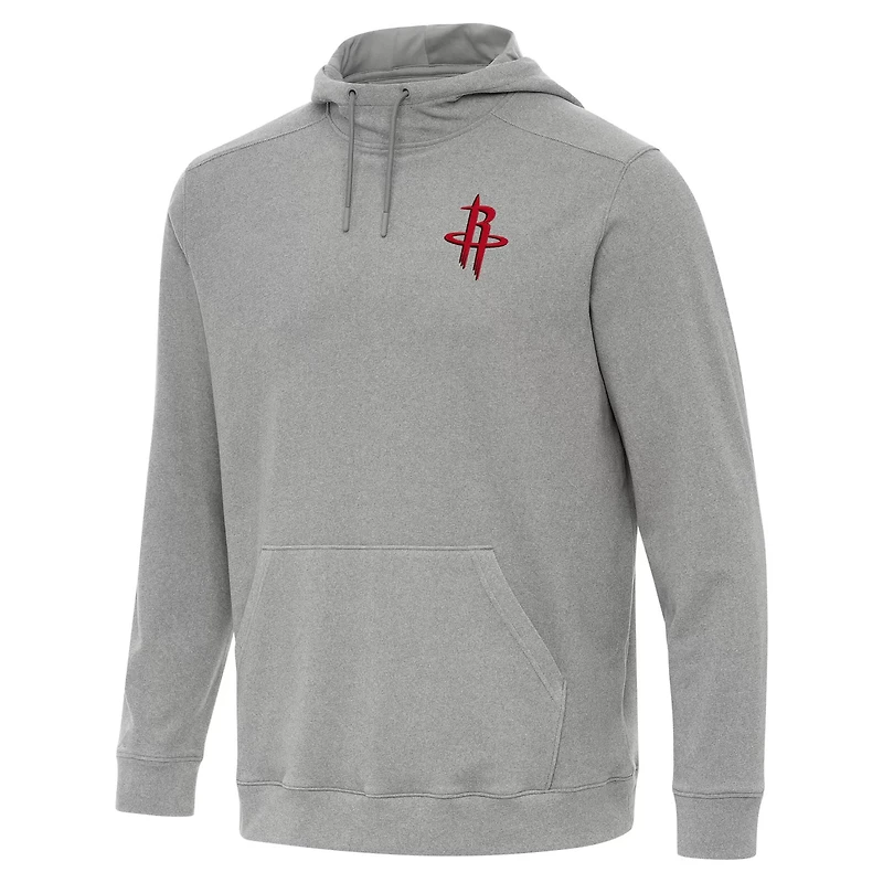 Antigua Heather Houston Rockets Cloud Pullover Hoodie