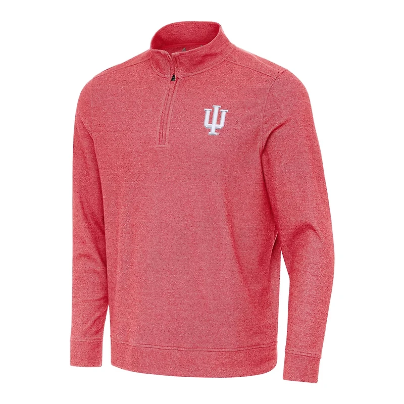 Antigua Heather Indiana Hoosiers Subtle Quarter-Zip Top