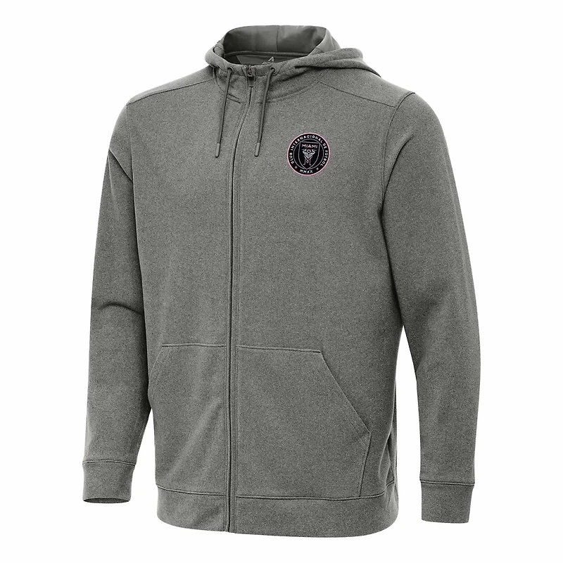 Antigua Heather Inter Miami CF Effortless Full-Zip Hoodie