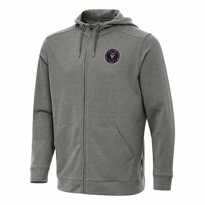 Antigua Heather Inter Miami CF Effortless Full-Zip Hoodie