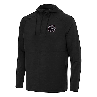 Antigua Heather Inter Miami CF Spikes Raglan Quarter-Zip Hoodie