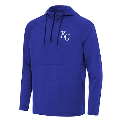 Antigua Heather Kansas City s Spikes Quarter-Zip Pullover Hoodie