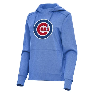 Antigua Heather Light Chicago Cubs Justice Pullover Hoodie
