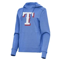 Antigua Heather Light Texas Rangers Justice Pullover Hoodie