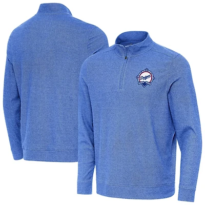 Antigua Heather Los Angeles Dodgers Back-to-Back World Series Champions Subtle Quarter-Zip Pullover