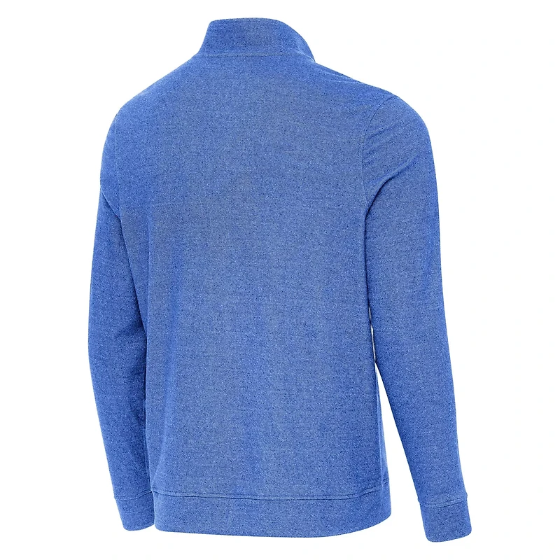 Antigua Heather Los Angeles Dodgers Back-to-Back World Series Champions Subtle Quarter-Zip Pullover