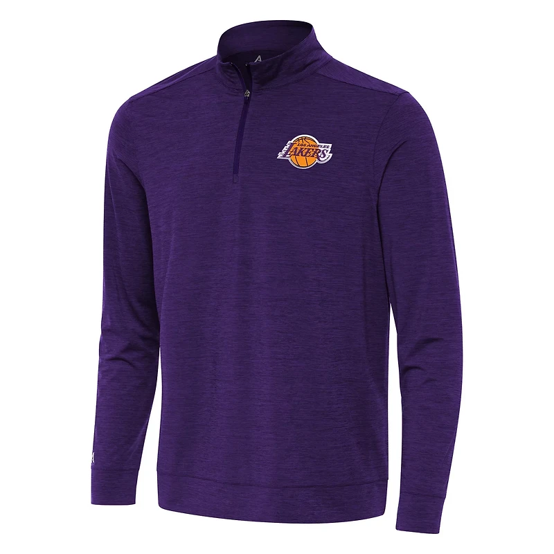 Antigua Heather Los Angeles Lakers Bright Quarter-Zip Top