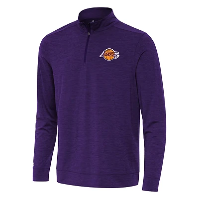 Antigua Heather Los Angeles Lakers Bright Quarter-Zip Top