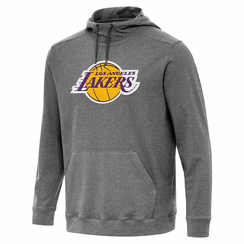 Antigua Heather Los Angeles Lakers Cloud Pullover Hoodie