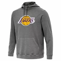 Antigua Heather Los Angeles Lakers Cloud Pullover Hoodie
