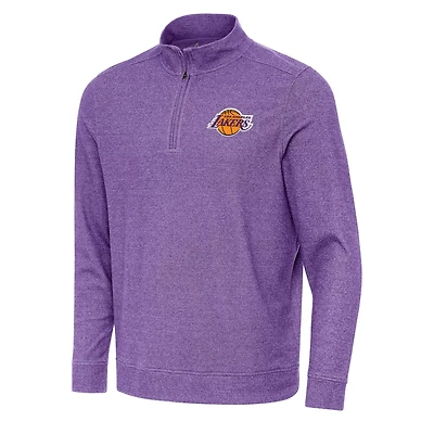 Antigua Heather Los Angeles Lakers Subtle Quarter-Zip Sweatshirt