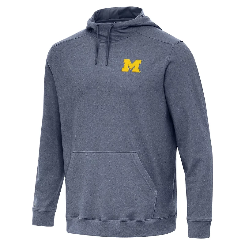 Antigua Heather Michigan Wolverines Cloud Pullover Hoodie