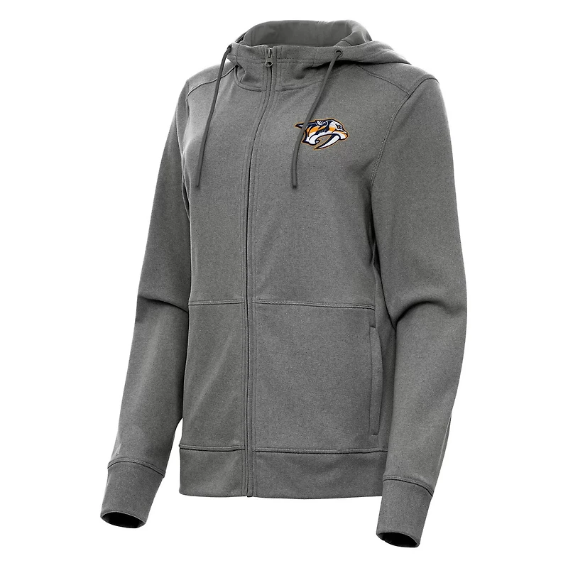 Antigua Heather Nashville Predators Seeker Full-Zip Hoodie