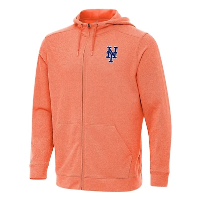 Antigua Heather New York Mets Effortless Full-Zip Hooded Jacket