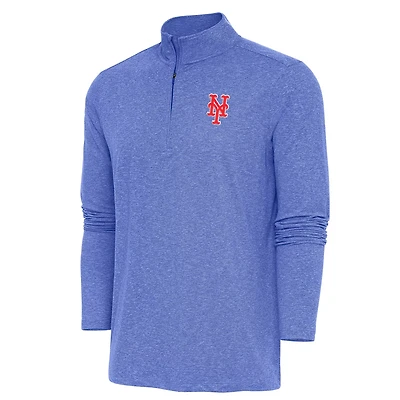 Antigua Heather New York Mets Hunk Quarter-Zip Pullover Top