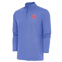 Antigua Heather New York Mets Hunk Quarter-Zip Pullover Top