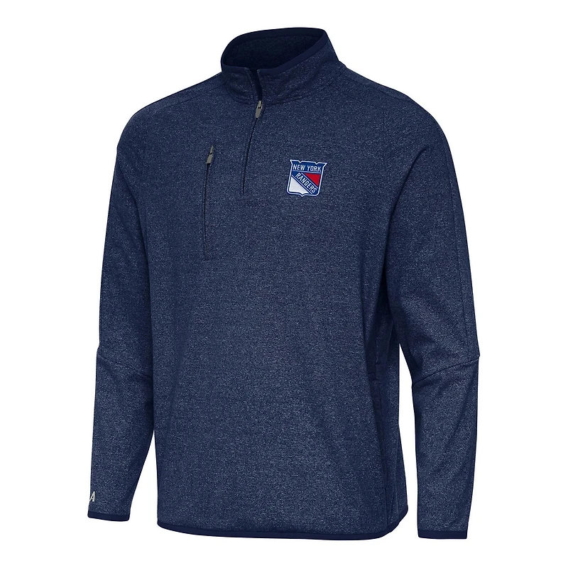 Antigua Heather New York Rangers Certain Quarter-Zip Tri-Blend Sweatshirt