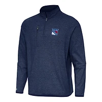 Antigua Heather New York Rangers Certain Quarter-Zip Tri-Blend Sweatshirt