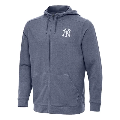 Antigua Heather New York Yankees Effortless Full-Zip Hooded Jacket