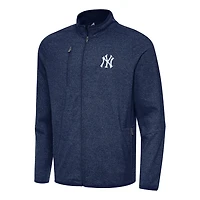 Antigua Heather New York Yankees Hold-Up Tri-Blend Full-Zip Jacket