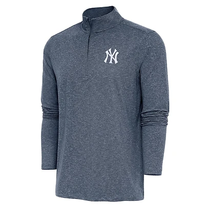 Antigua Heather New York Yankees Hunk Quarter-Zip Pullover Top
