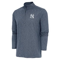 Antigua Heather New York Yankees Hunk Quarter-Zip Pullover Top