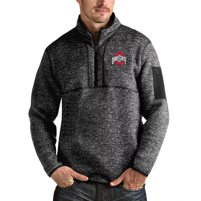 Antigua Heather Ohio State Buckeyes Fortune Half-Zip Pullover Jacket
