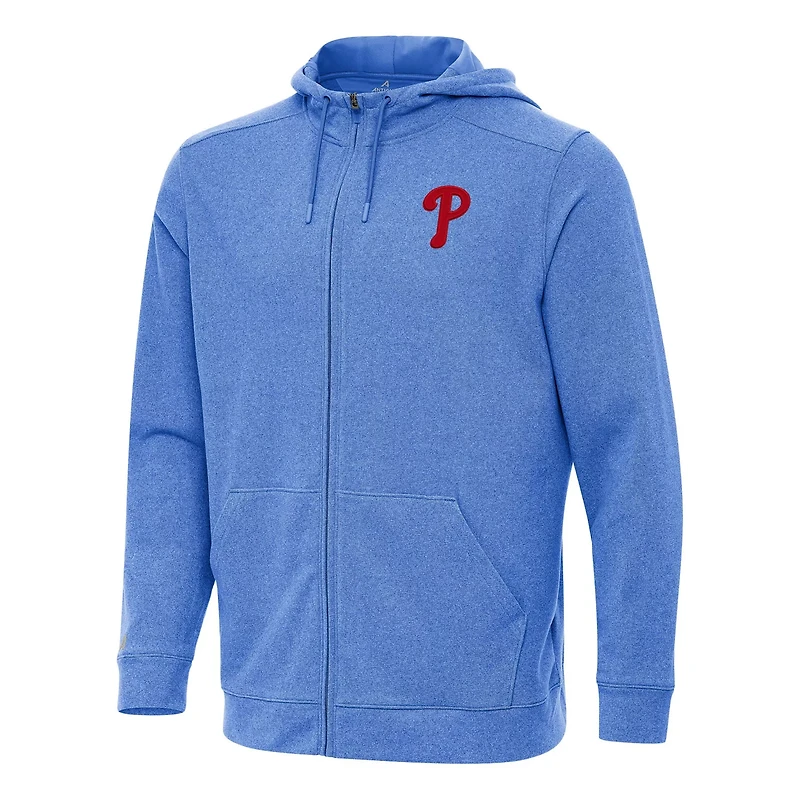 Antigua Heather Philadelphia Phillies Effortless Full-Zip Hooded Jacket