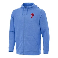 Antigua Heather Philadelphia Phillies Effortless Full-Zip Hooded Jacket