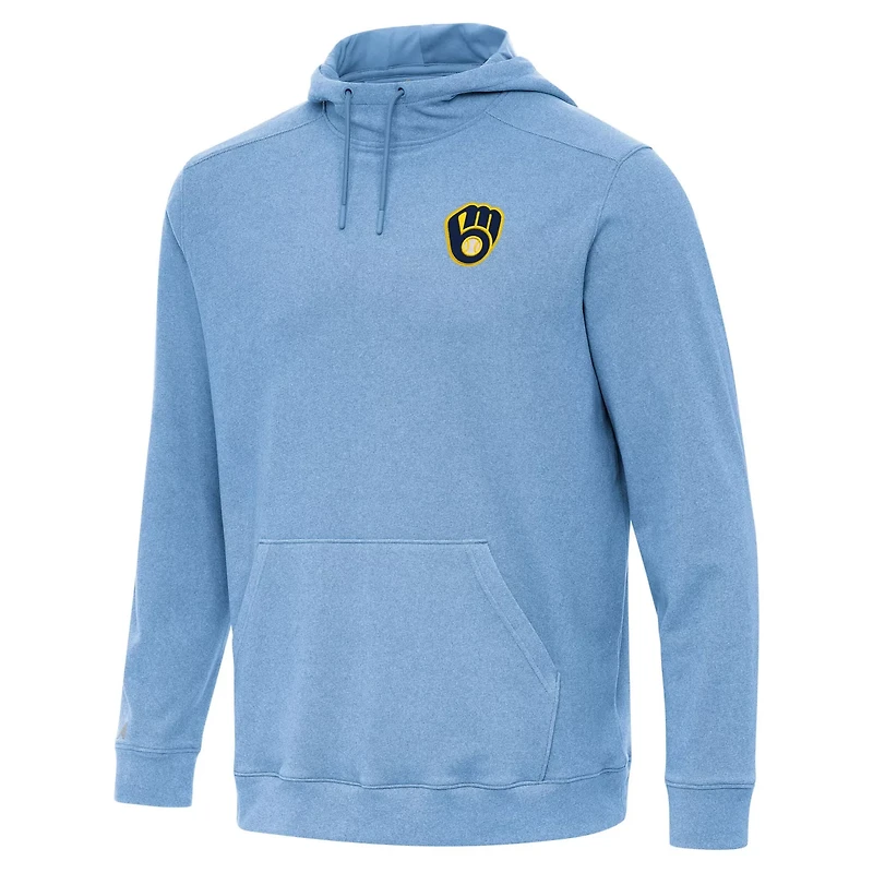 Antigua Heather Powder Milwaukee Brewers Cloud Pullover Hoodie