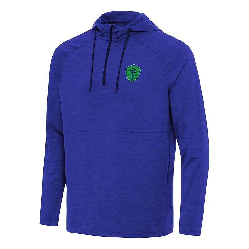 Antigua Heather Seattle Sounders FC Spikes Raglan Quarter-Zip Hoodie