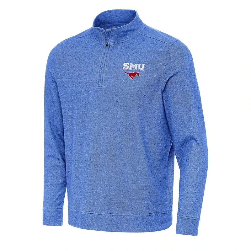 Antigua Heather SMU Mustangs Subtle Quarter-Zip Sweatshirt