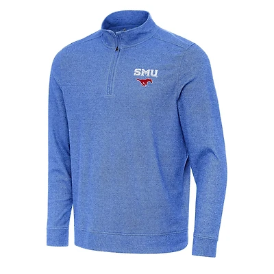 Antigua Heather SMU Mustangs Subtle Quarter-Zip Sweatshirt