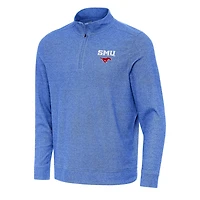 Antigua Heather SMU Mustangs Subtle Quarter-Zip Sweatshirt