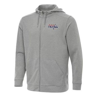 Antigua Heather Washington Capitals Effortless Full-Zip Hoodie Jacket