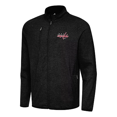 Antigua Heather Washington Capitals Hold-Up Full-Zip Tri-Blend Jacket