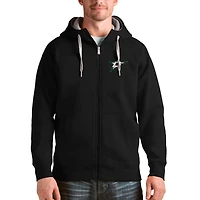 Antigua Heathered Gray Dallas Stars Logo Victory Full-Zip Hoodie