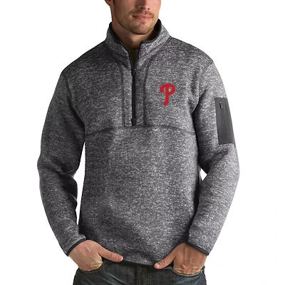 Antigua Heathered Philadelphia Phillies Fortune Half-Zip Sweater