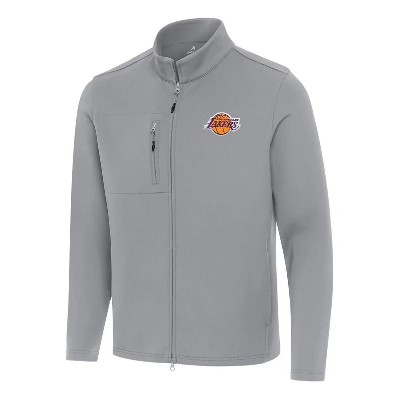 Antigua Los Angeles Lakers Objection Double-Peached Full-Zip Jacket