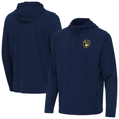 Antigua Milwaukee Brewers Connected Quarter-Zip Pullover Hoodie