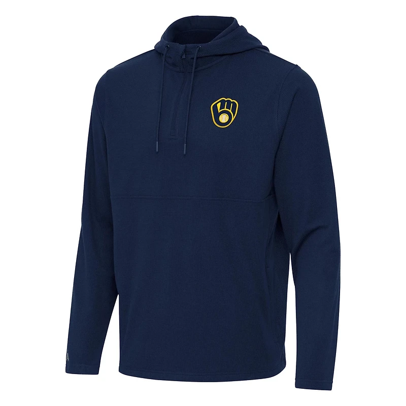 Antigua Milwaukee Brewers Connected Quarter-Zip Pullover Hoodie