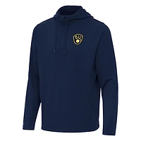 Antigua Milwaukee Brewers Connected Quarter-Zip Pullover Hoodie