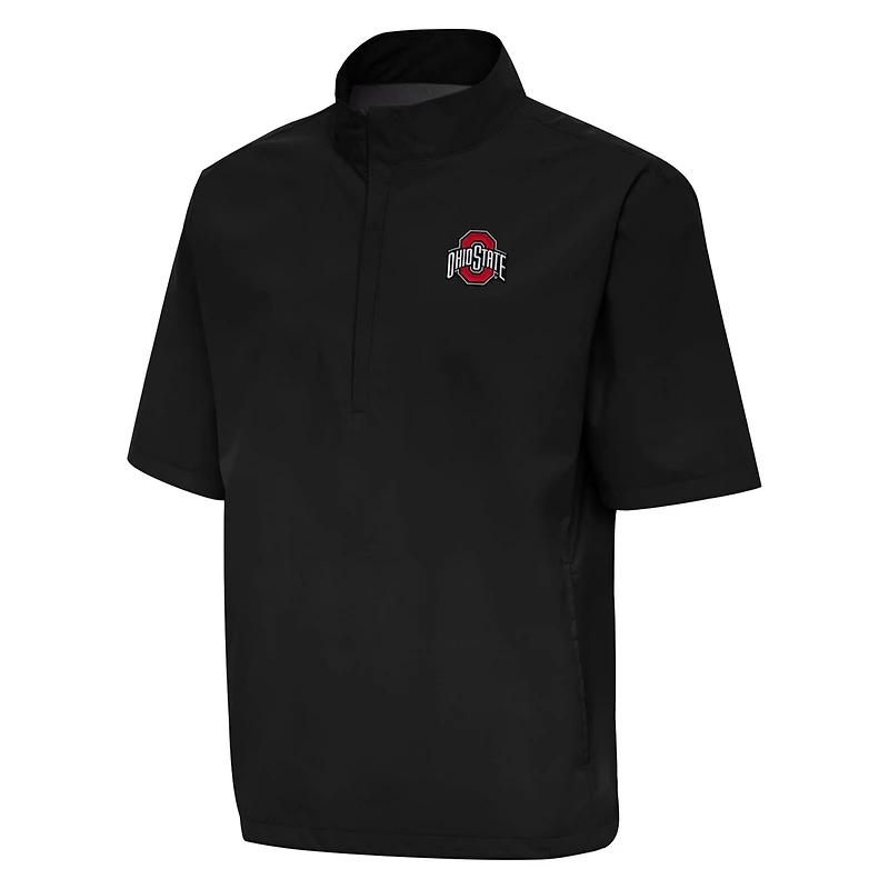 Antigua Ohio State Buckeyes Brisk Short Sleeve Quarter-Zip Windshirt