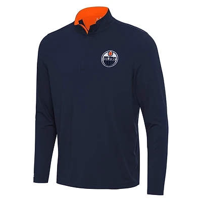 Antigua Orange Edmonton Oilers Content Quarter-Zip Pullover Top