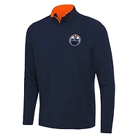 Antigua Orange Edmonton Oilers Content Quarter-Zip Pullover Top