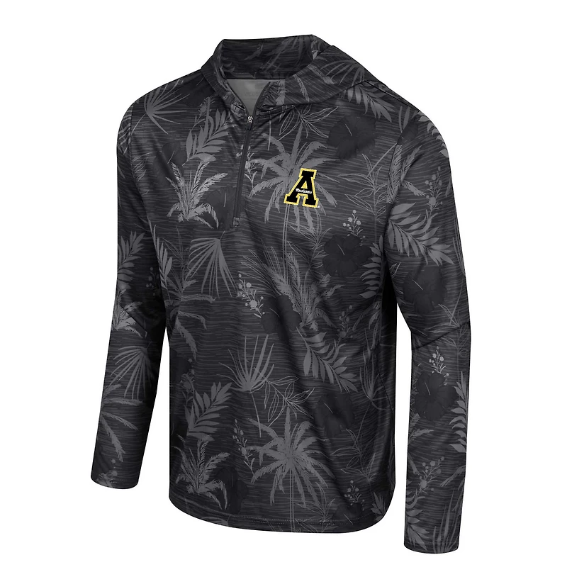 Colosseum Appalachian State Mountaineers Palms Printed Lightweight Quarter-Zip Hooded Top