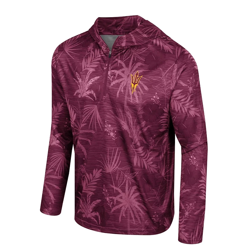Colosseum Arizona State Sun Devils Palms Printed Lightweight Quarter-Zip Hooded Top