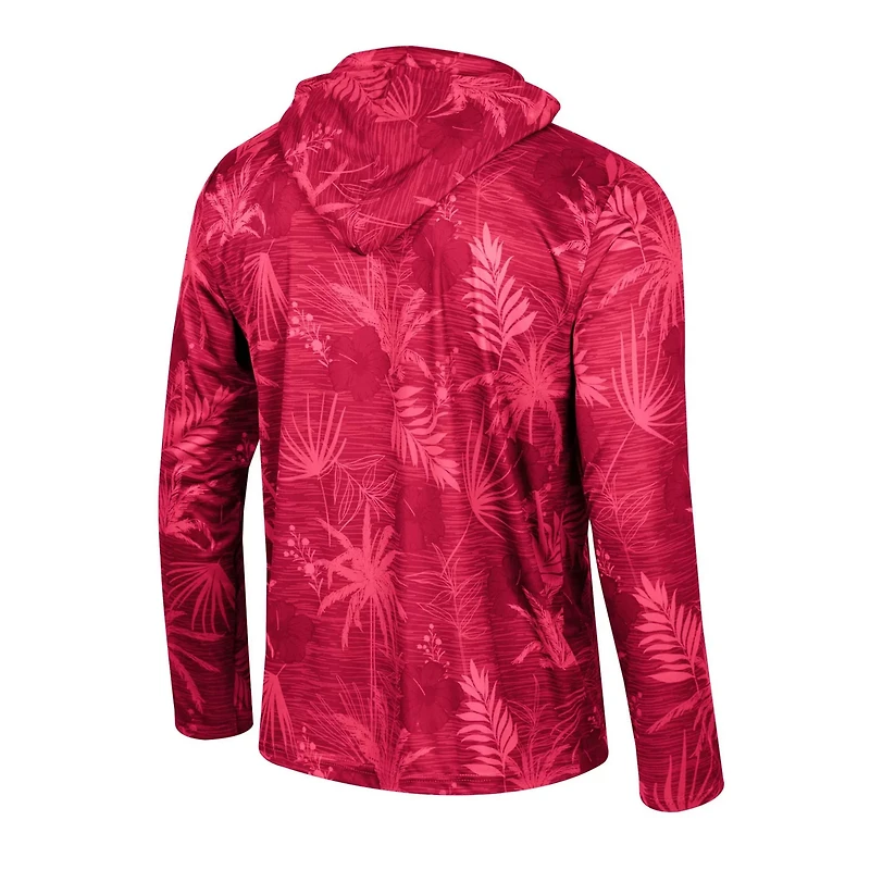 Colosseum Arkansas Razorbacks Palms Printed Lightweight Quarter-Zip Hooded Top